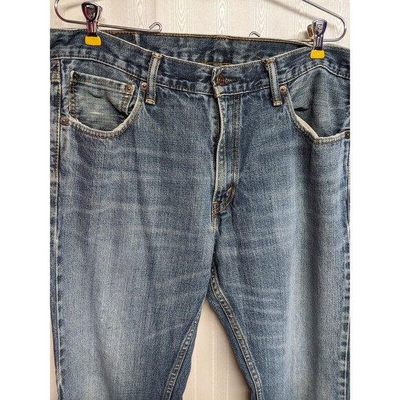 Levi's Jeans Men 36x30 Vintage 527 Blue Denim Dark Wash Frayed Hem Bootcut - Picture 15 of 16